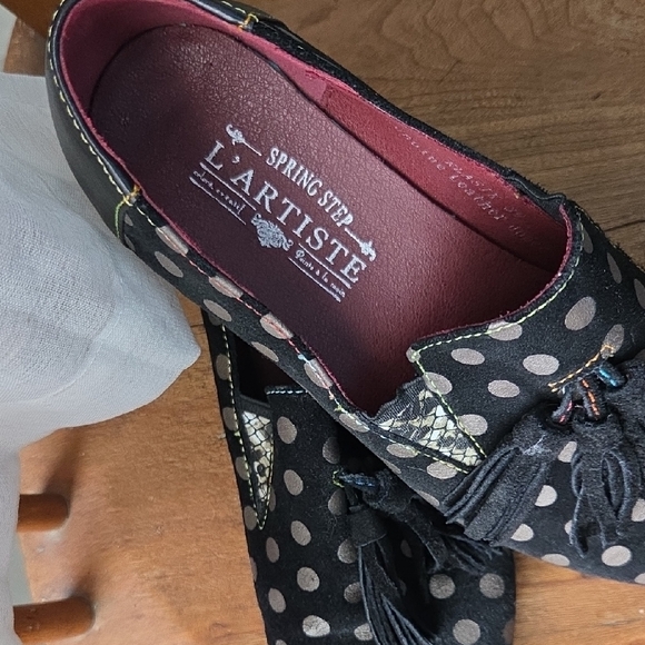 L'ATISTE Shoes - L'ATISTE Black and Gray Polka Dot Loafers
